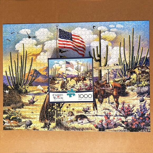 Charles Wysocki Love Letter From Laramie Wyoming Cowgirl 1000 Pc Puzzle-Complete - Picture 3 of 8